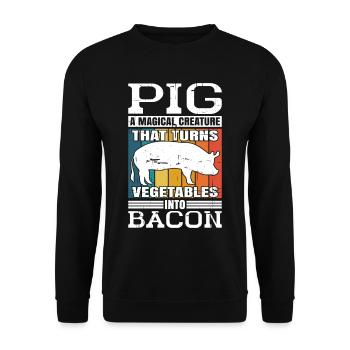 Pig, A Creature That Turns Vegetables Into Bacon 6 - Unisex Sweatshirt - black - Front - Alina (178cm) & Michal (187cm)