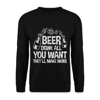 Beer, Drink All You Want They'll Make More 3 - Unisex Pullover - Schwarz - Vorne - Alina (178cm) & Michal (187cm)