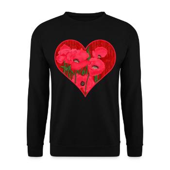 Poppy heart - Unisex Sweatshirt - black - Front - Alina (178cm) & Michal (187cm)