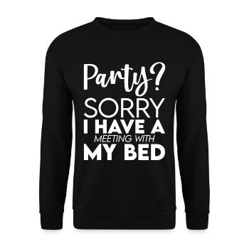 Fête, désolé, j’ai une réunion avec mon lit - Sweat-shirt Unisexe - noir - Devant - Alina (178cm) & Michal (187cm)