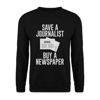 Sauver un journaliste, acheter un journal 2 - Sweat-shirt Unisexe - noir - Devant - Alina (178cm) & Michal (187cm)