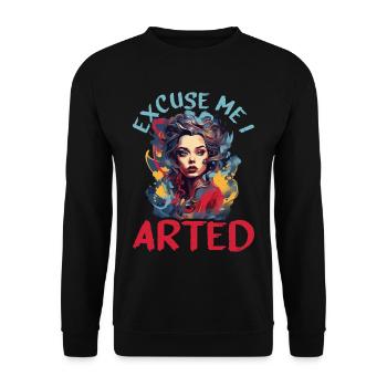 Excuse Me I Arted 14 - Unisex Pullover - Schwarz - Vorne - Alina (178cm) & Michal (187cm)