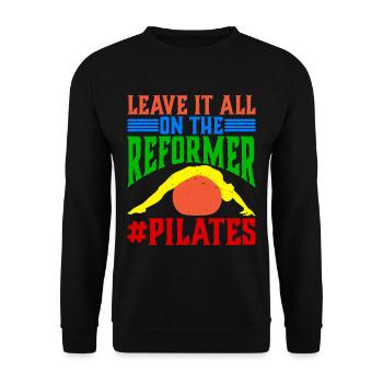 Leave It All On The Reformer #Pilates 14 - Unisex Pullover - Schwarz - Vorne - Alina (178cm) & Michal (187cm)