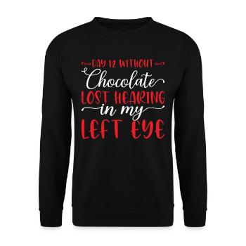 Jour 12 Sans chocolat, perte de l’ouïe 11 - Sweat-shirt Unisexe - noir - Devant - Alina (178cm) & Michal (187cm)