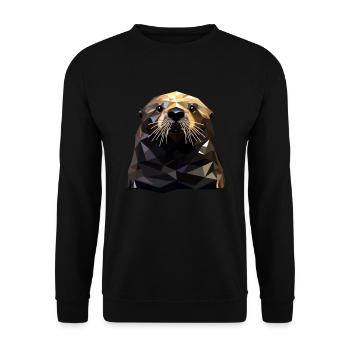 Geometric Style Sea Otter - Unisex Pullover - Schwarz - Vorne - Alina (178cm) & Michal (187cm)