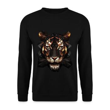 Geometric Tiger Animation - Unisex Sweatshirt - black - Front - Alina (178cm) & Michal (187cm)