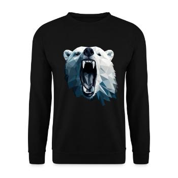 Geometric Style Polar Bear - Unisex Sweatshirt - black - Front - Alina (178cm) & Michal (187cm)