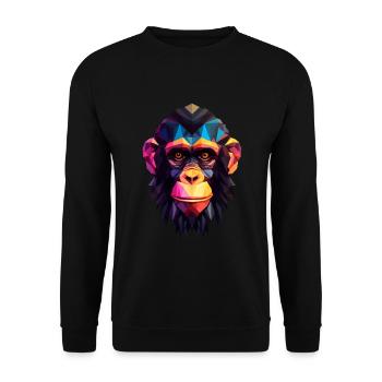 Chimpanzé de style géométrique - Sweat-shirt Unisexe - noir - Devant - Alina (178cm) & Michal (187cm)