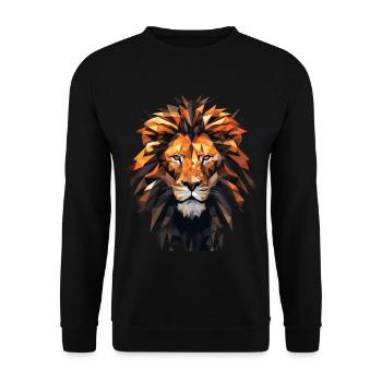 Geometric Lion Animation - Unisex Sweatshirt - black - Front - Alina (178cm) & Michal (187cm)