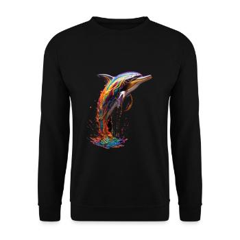Dauphin arc-en-ciel - Sweat-shirt Unisexe - noir - Devant - Alina (178cm) & Michal (187cm)