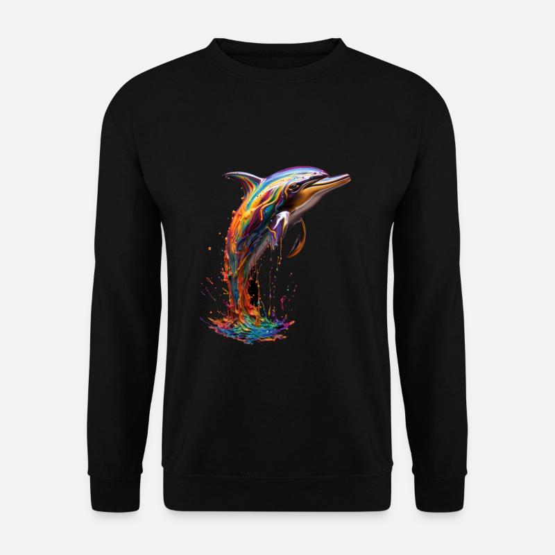 Rainbow Dolphin - Unisex Pullover - Schwarz
