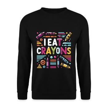 I Eat Crayons 9 - Unisex Sweatshirt - black - Front - Alina (178cm) & Michal (187cm)
