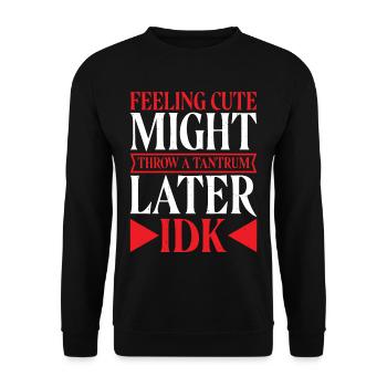 Feeling Cute, Might Throw A Tantrum Later, Idk 12 - Unisex Pullover - Schwarz - Vorne - Alina (178cm) & Michal (187cm)