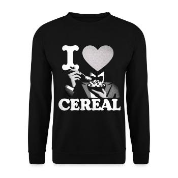 I Love Cereal 6 - Unisex Pullover - Schwarz - Vorne - Alina (178cm) & Michal (187cm)