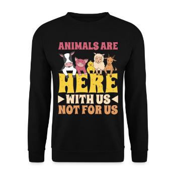 Animals Are Here With Us Not For Us 2 - Unisex Pullover - Schwarz - Vorne - Alina (178cm) & Michal (187cm)