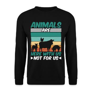 Animals Are Here With Us Not For Us - Unisex Pullover - Schwarz - Vorne - Alina (178cm) & Michal (187cm)