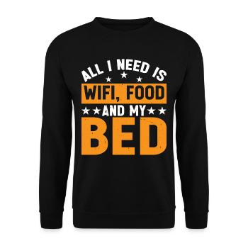 Tout ce dont j’ai besoin, c’est du Wifi, de la nourriture et de mon lit 10 - Sweat-shirt Unisexe - noir - Devant - Alina (178cm) & Michal (187cm)