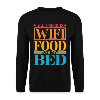 Tout ce dont j’ai besoin, c’est du Wifi, de la nourriture et de mon lit 8 - Sweat-shirt Unisexe - noir - Devant - Alina (178cm) & Michal (187cm)
