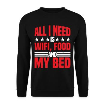 Tout ce dont j’ai besoin, c’est du Wifi, de la nourriture et de mon lit 9 - Sweat-shirt Unisexe - noir - Devant - Alina (178cm) & Michal (187cm)