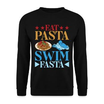 Eat Pasta Swim Fasta 25 - Unisex Pullover - Schwarz - Vorne - Alina (178cm) & Michal (187cm)