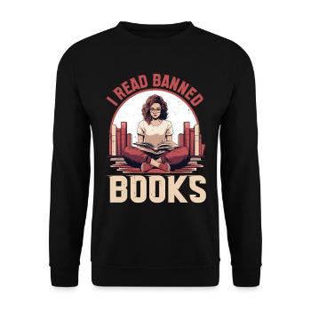 I Read Banned Books 81 - Unisex Sweatshirt - black - Front - Alina (178cm) & Michal (187cm)