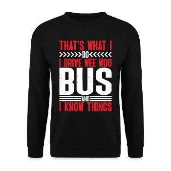 Je conduis un bus Wee Woo et je sais des choses 6 - Sweat-shirt Unisexe - noir - Devant - Alina (178cm) & Michal (187cm)
