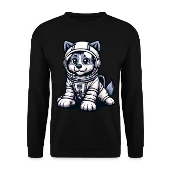 Cute Dog Astronaut - Unisex Sweatshirt - black - Front - Alina (178cm) & Michal (187cm)