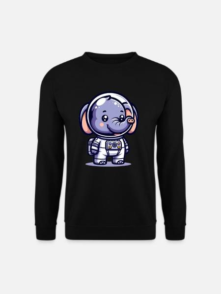 Cute Elephant Astronaut - Unisex Sweatshirt - black