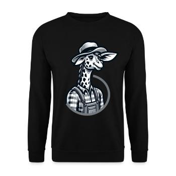 Cute Giraffe Farmer - Unisex Pullover - Schwarz - Vorne - Alina (178cm) & Michal (187cm)