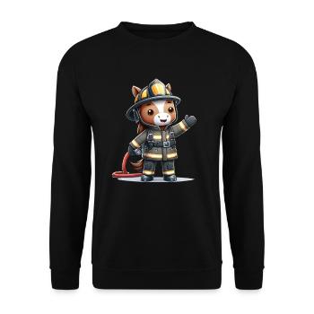 Cute Horse Firefighter - Unisex Pullover - Schwarz - Vorne - Alina (178cm) & Michal (187cm)