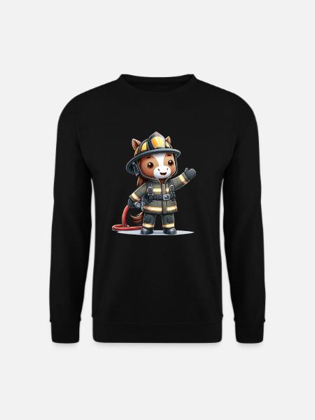 Cute Horse Firefighter - Unisex Sweatshirt - black