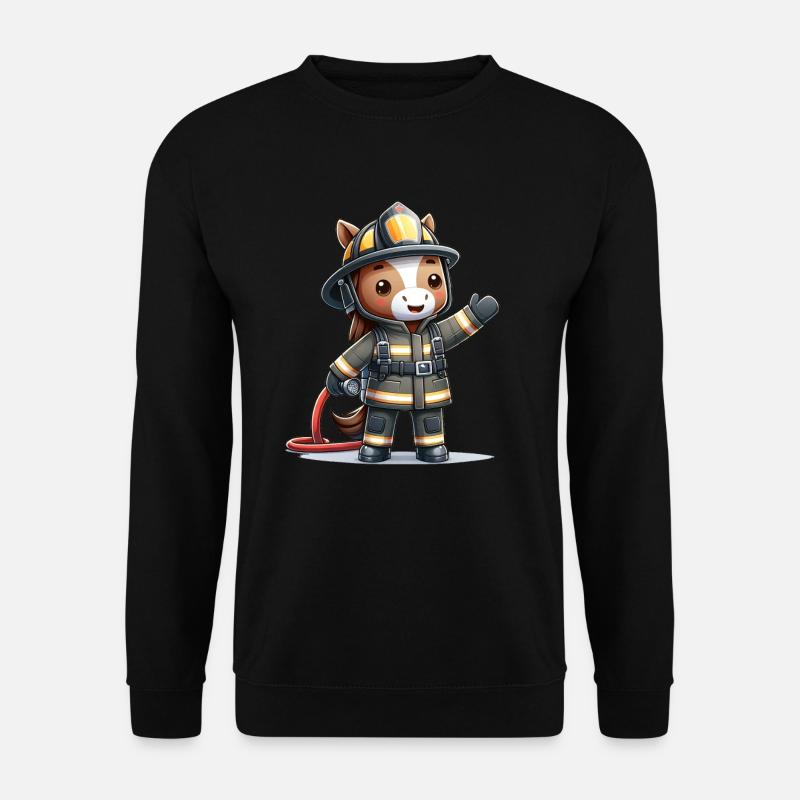 Cute Horse Firefighter - Unisex Sweatshirt - black