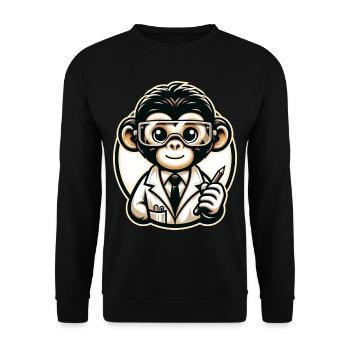 Cute Monkey Scientist - Unisex Pullover - Schwarz - Vorne - Alina (178cm) & Michal (187cm)