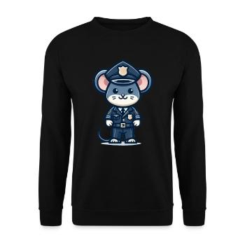 Cute Mouse Police Officer - Unisex Sweatshirt - black - Front - Alina (178cm) & Michal (187cm)