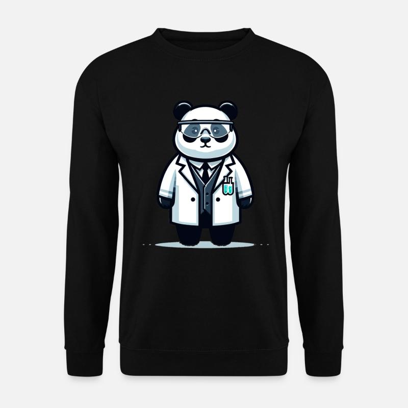 Cute Panda Scientist - Unisex Pullover - Schwarz