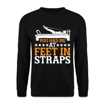 You Had Me At Feet In Straps 43 - Unisex Pullover - Schwarz - Vorne - Alina (178cm) & Michal (187cm)