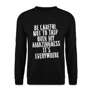Fais attention à ne pas trébucher sur mon étonnement 3 - Sweat-shirt Unisexe - noir - Devant - Alina (178cm) & Michal (187cm)