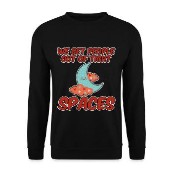 We Get People Out Of Tight Spaces 4 - Unisex Pullover - Schwarz - Vorne - Alina (178cm) & Michal (187cm)