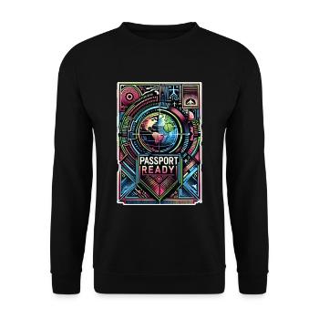 Passport Ready 10 - Unisex Sweatshirt - black - Front - Alina (178cm) & Michal (187cm)