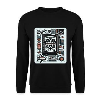 Passport Ready 5 - Unisex Sweatshirt - black - Front - Alina (178cm) & Michal (187cm)