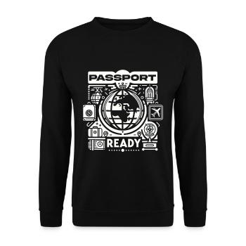 Passport Ready 9 - Unisex Sweatshirt - black - Front - Alina (178cm) & Michal (187cm)