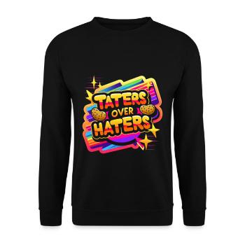 taters over haters 14 - Unisex Pullover - Schwarz - Vorne - Alina (178cm) & Michal (187cm)