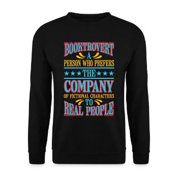 Booktrovert Definition Description 6 - Unisex Sweatshirt - black - Front - Alina (178cm) & Michal (187cm)