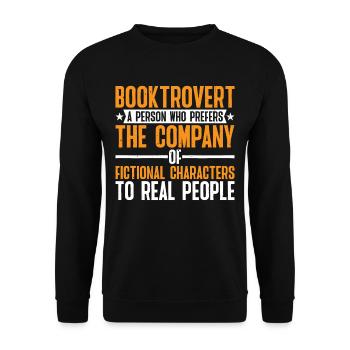 Booktrovert Definition Description 8 - Unisex Sweatshirt - black - Front - Alina (178cm) & Michal (187cm)