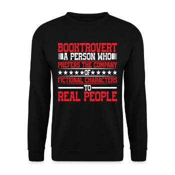 Booktrovert Definition Description 7 - Unisex Sweatshirt - black - Front - Alina (178cm) & Michal (187cm)