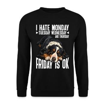 I Hate Monday Tuesday Wednesday, Friday Is Ok 5 - Unisex Sweatshirt - black - Front - Alina (178cm) & Michal (187cm)