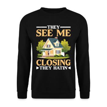 They See Me Closing, They Hatin' 4 - Unisex Pullover - Schwarz - Vorne - Alina (178cm) & Michal (187cm)