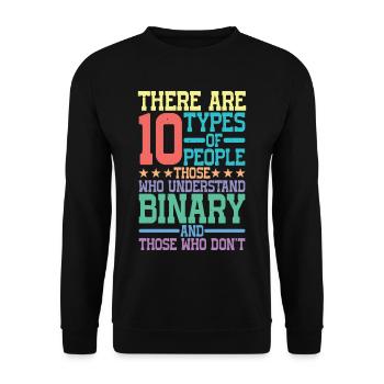 There Are 10 Types Of People, Binary Joke 11 - Unisex Pullover - Schwarz - Vorne - Alina (178cm) & Michal (187cm)