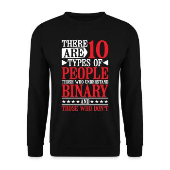 There Are 10 Types Of People, Binary Joke 12 - Unisex Pullover - Schwarz - Vorne - Alina (178cm) & Michal (187cm)