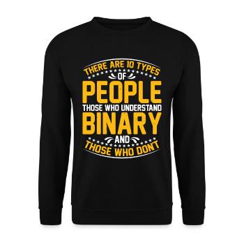 There Are 10 Types Of People, Binary Joke 13 - Unisex Pullover - Schwarz - Vorne - Alina (178cm) & Michal (187cm)
